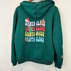 SHEIN Lightweight Womens Size Large Green Christmas Graphic Print Hoodie